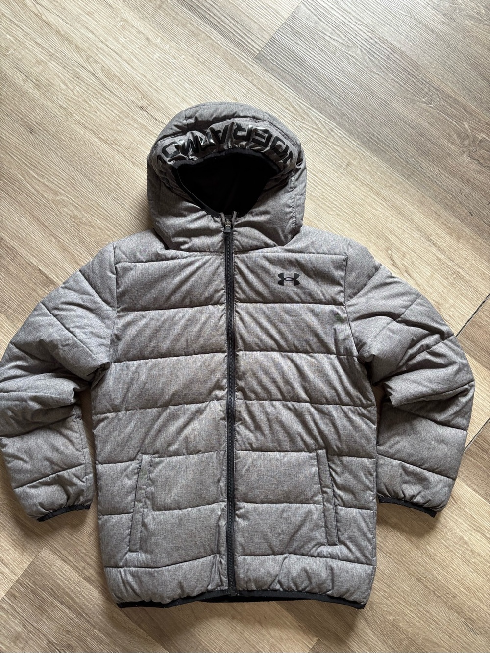 Under Armour Boys Pronto Puffer Jacket Gray ColdGear Youth Large YLG